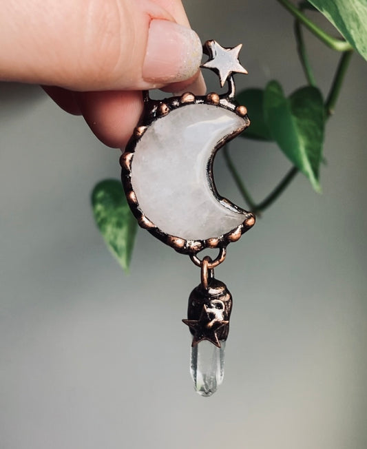 Rose quartz crescent moon